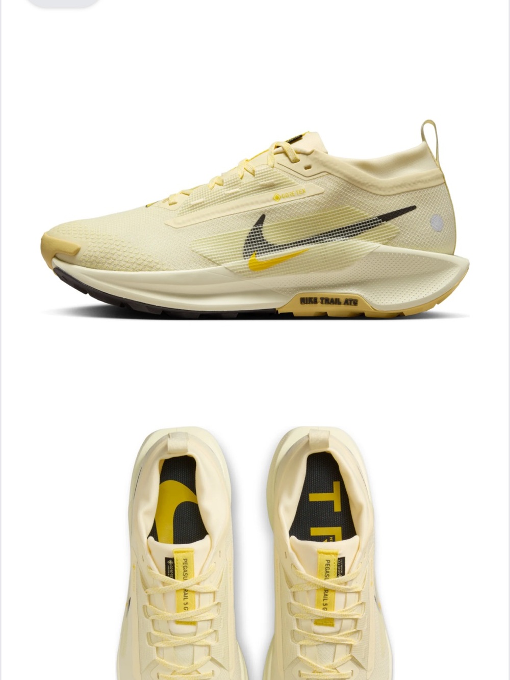 Nike Mens Pegasus Trail 5 Gore-Tex Alabaster Medium Ash Lightening size 8